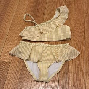 Janie and Jack Yellow Striped Embossed Ruffle 2 piece bikini Size 5